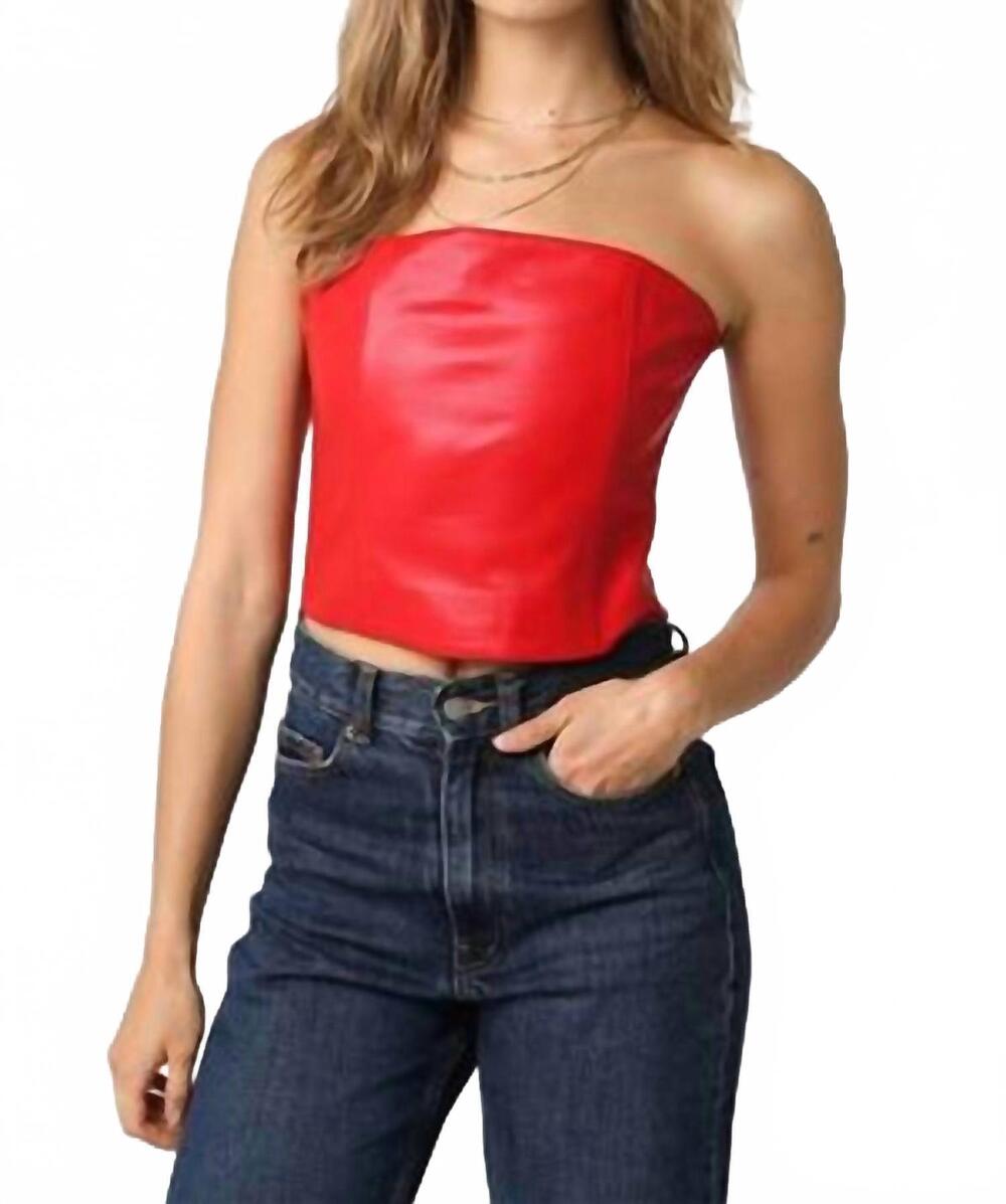 NEW OLIVACEOUS strapless corset top in red